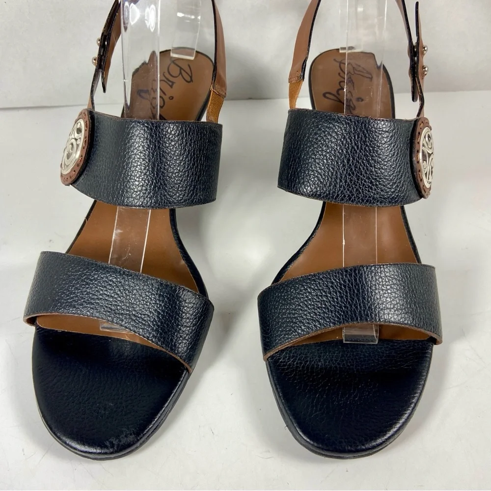 Brighton Black and Brown Heels with Decorative Metal Detail - Picture 3 of 12